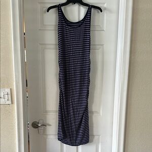 Striped Sleeveless Maternity Midi Dress